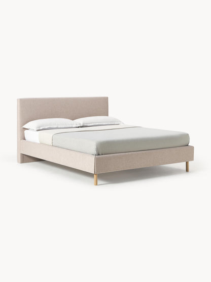 Warehamy Giulia Bed, Upholstered, with Wooden Feet