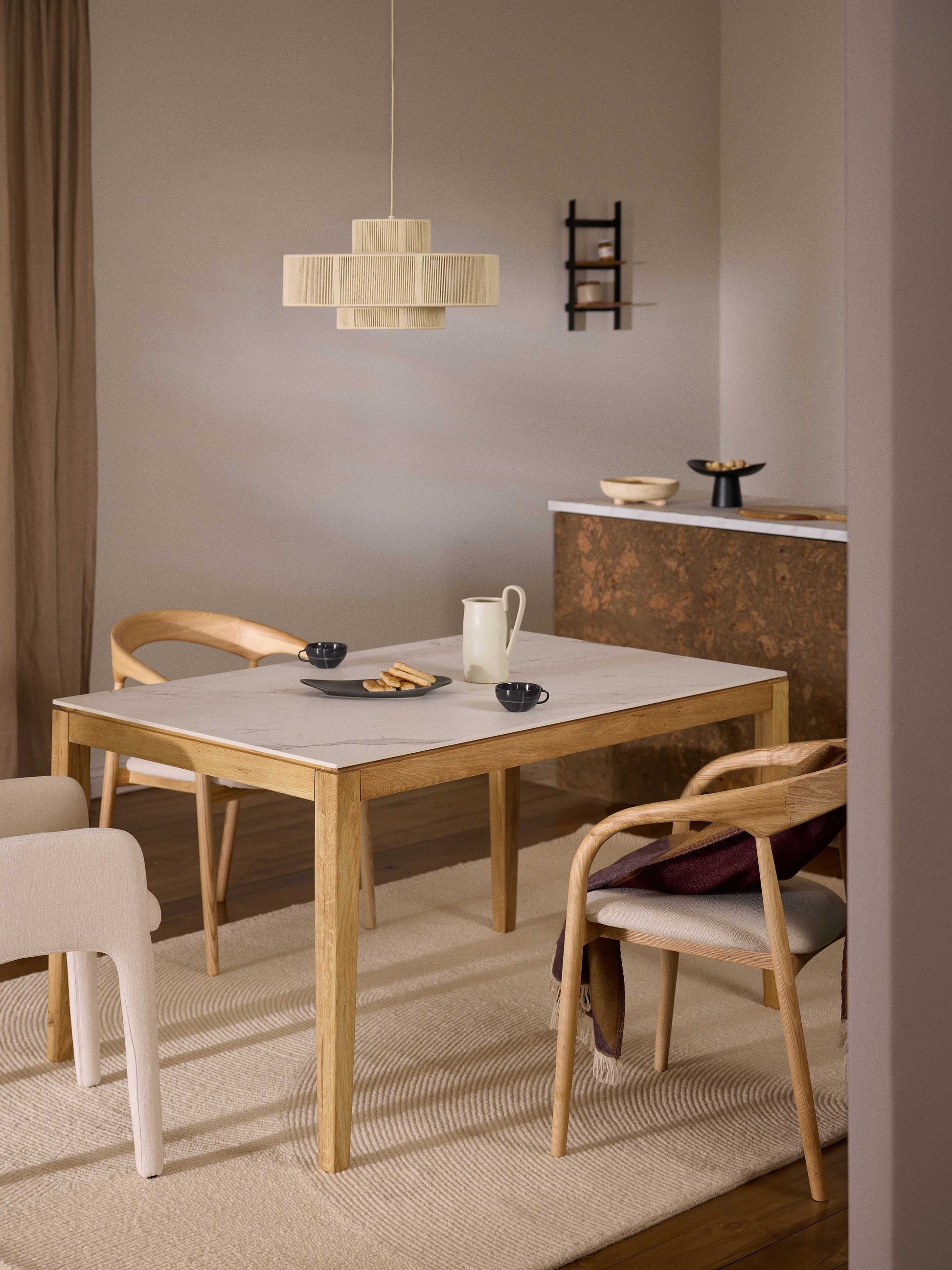 Warehamy Jackson Dining Table with Marble-Look Tabletop, Available in Various Sizes