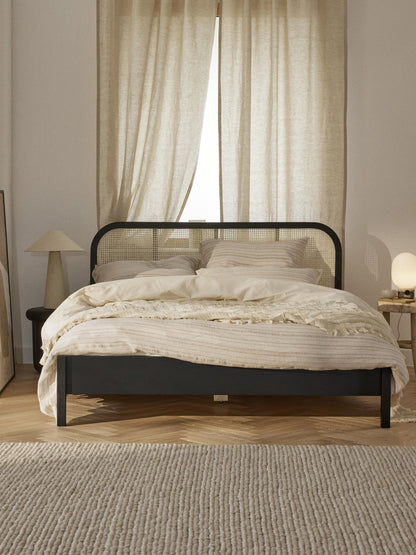 Warehamy Jones Wooden Bed, Vienna Cane Headboard