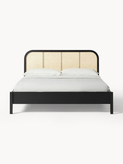 Warehamy Jones Wooden Bed, Vienna Cane Headboard