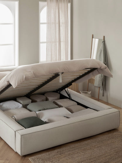 Warehamy Lennon Bed, Upholstered, with Storage