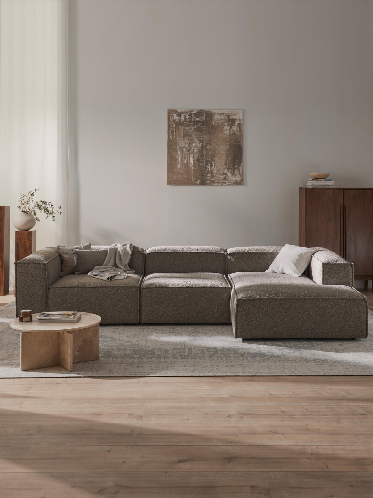 Warehamy Lennon Bouclé Corner Sofa, Modular, 4-Seater