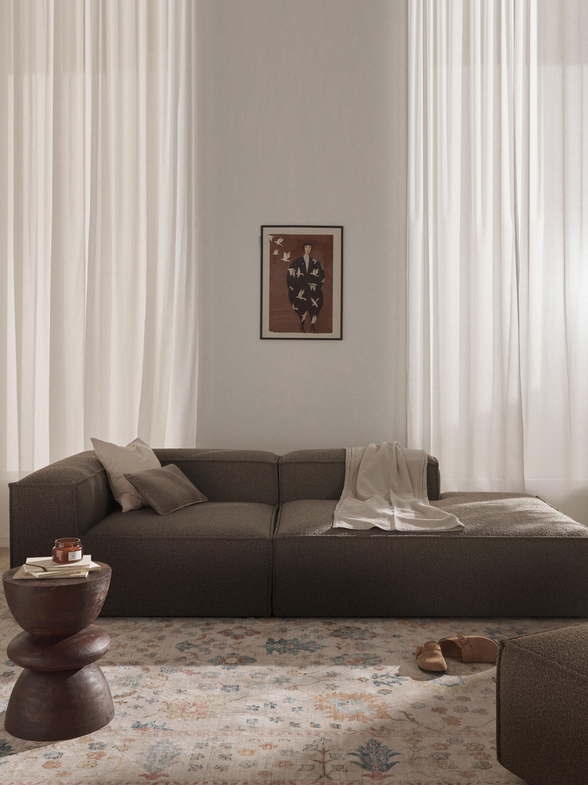 Warehamy Lennon Bouclé Modular Ottoman