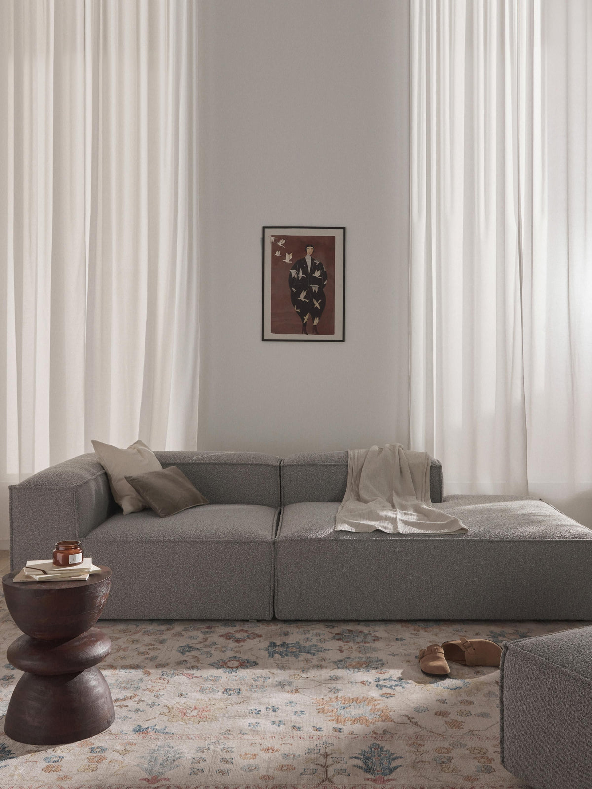 Warehamy Lennon Bouclé Modular Ottoman