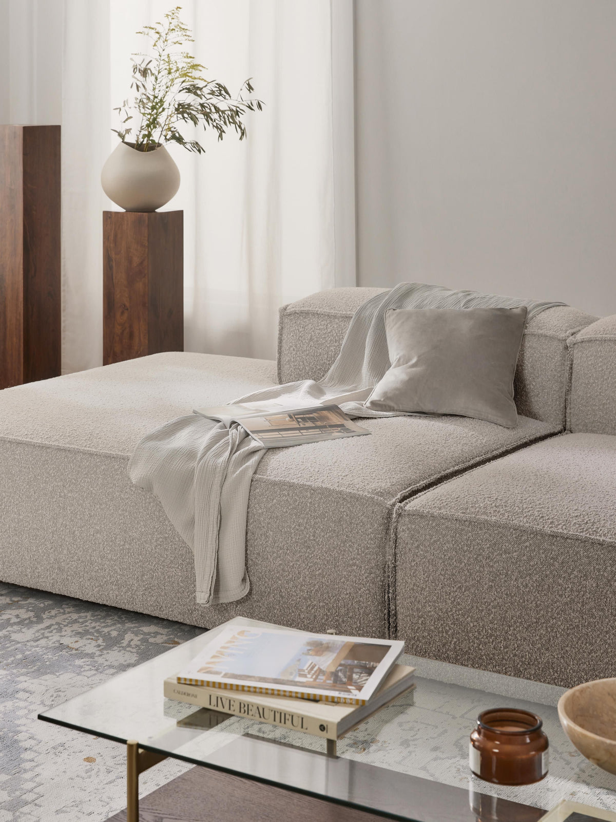 Warehamy Lennon Bouclé Ottoman Section