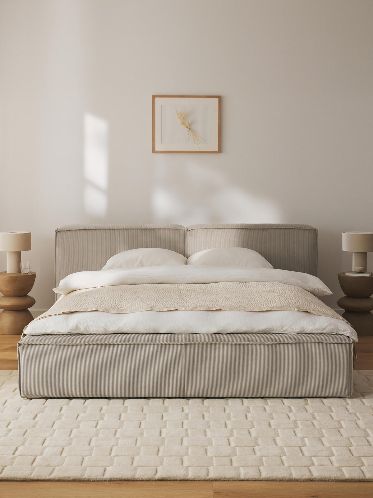 Warehamy Lennon Corduroy Bed with Storage, Upholstered