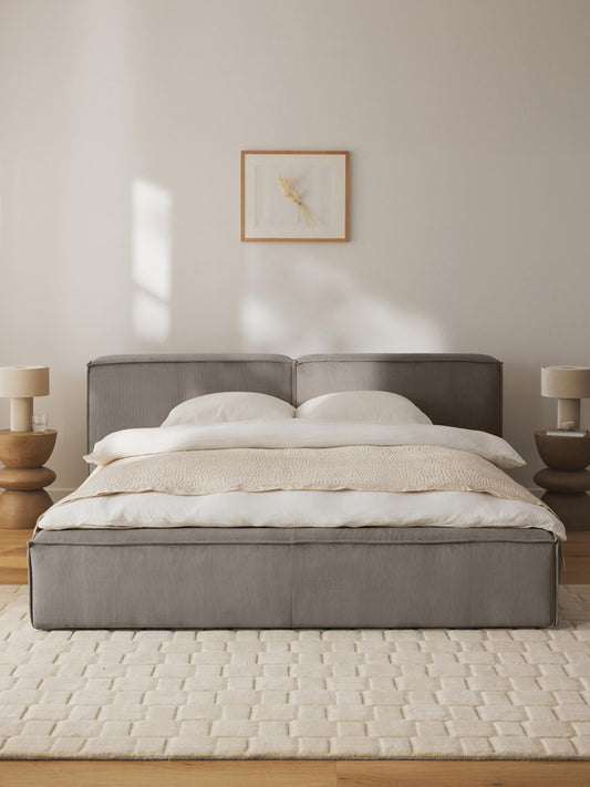 Warehamy Lennon Corduroy Bed with Storage, Upholstered