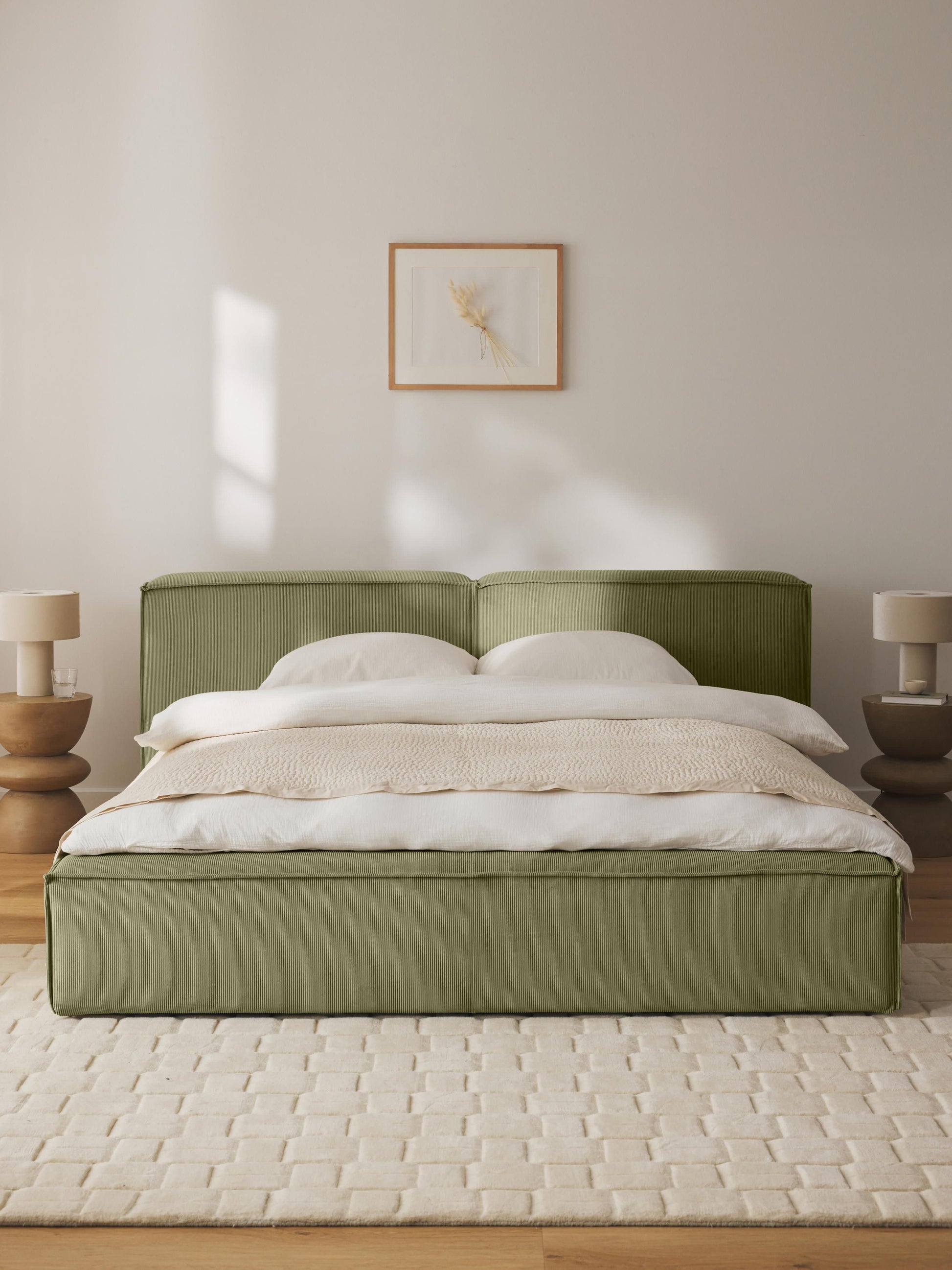 Warehamy Lennon Corduroy Bed with Storage, Upholstered