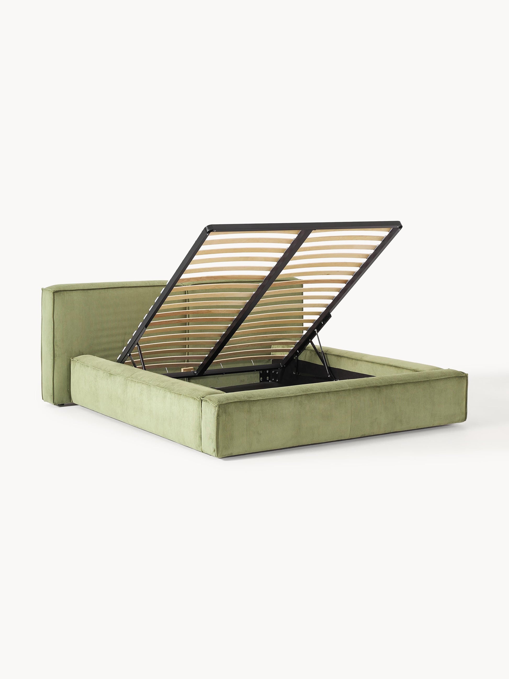Warehamy Lennon Corduroy Bed with Storage, Upholstered