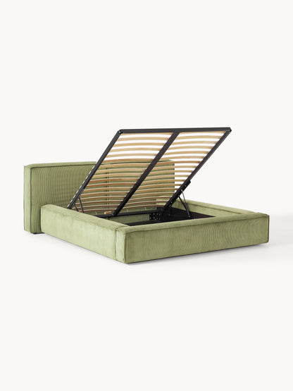 Warehamy Lennon Corduroy Bed with Storage, Upholstered