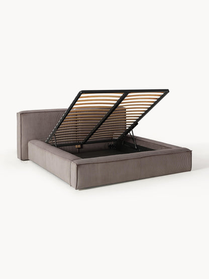 Warehamy Lennon Corduroy Bed with Storage, Upholstered