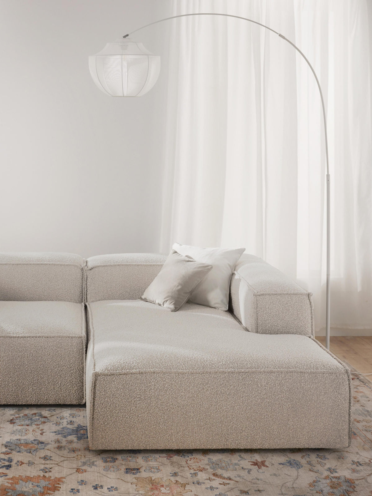 Warehamy Lennon Corner Ottoman Module in Bouclé