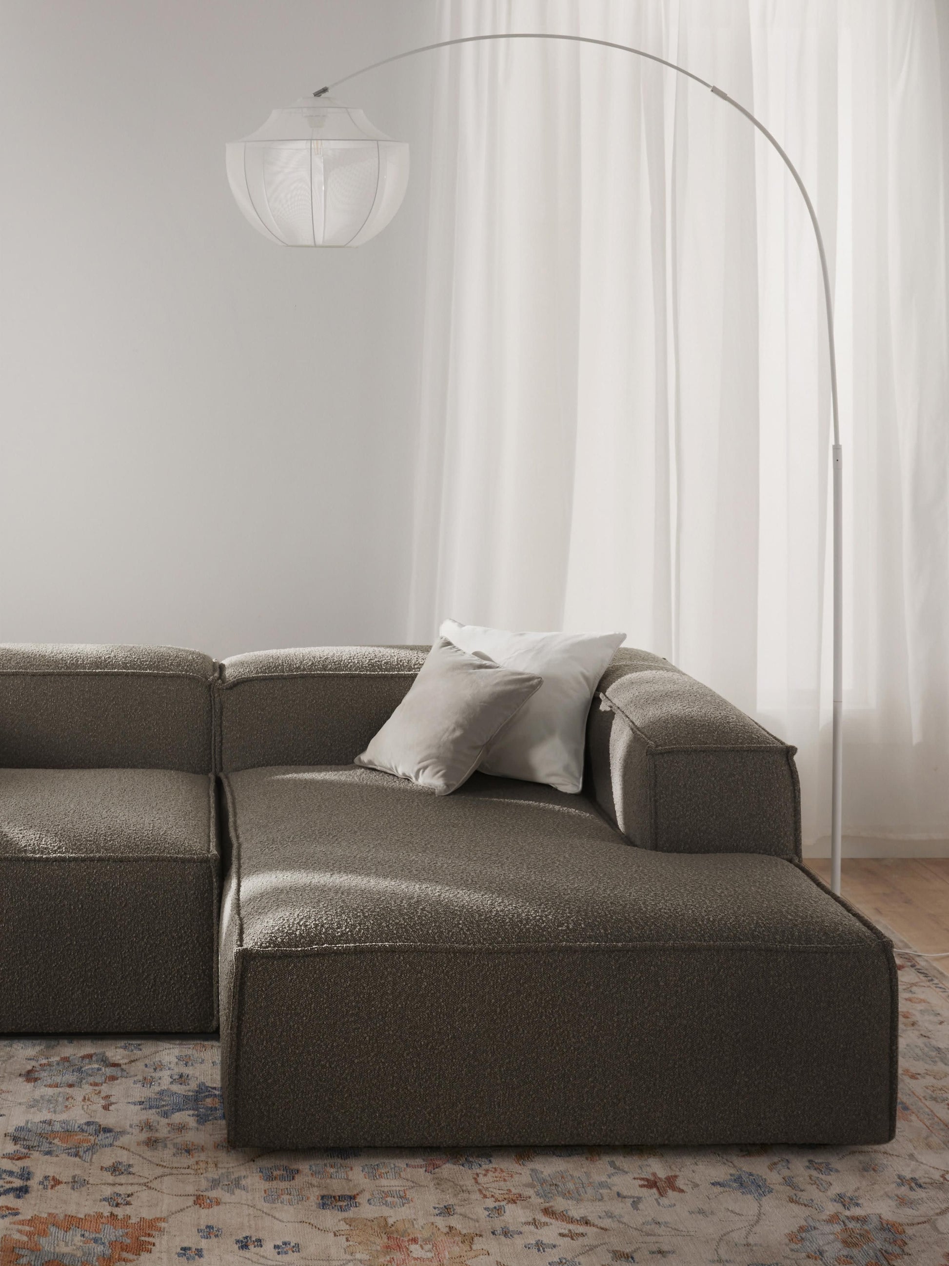 Warehamy Lennon Corner Ottoman Module in Bouclé
