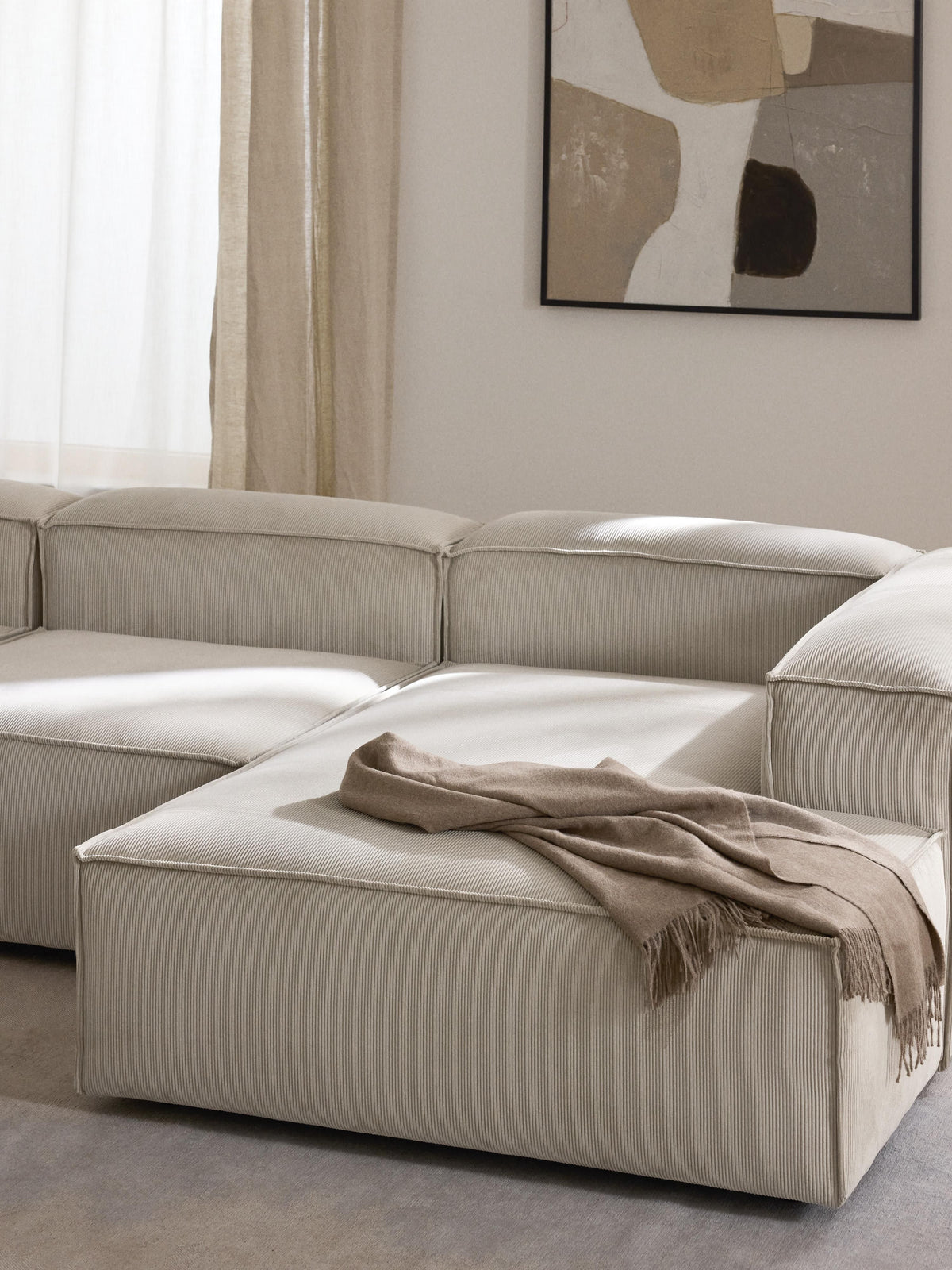Warehamy Lennon Corner Ottoman Module in Corduroy