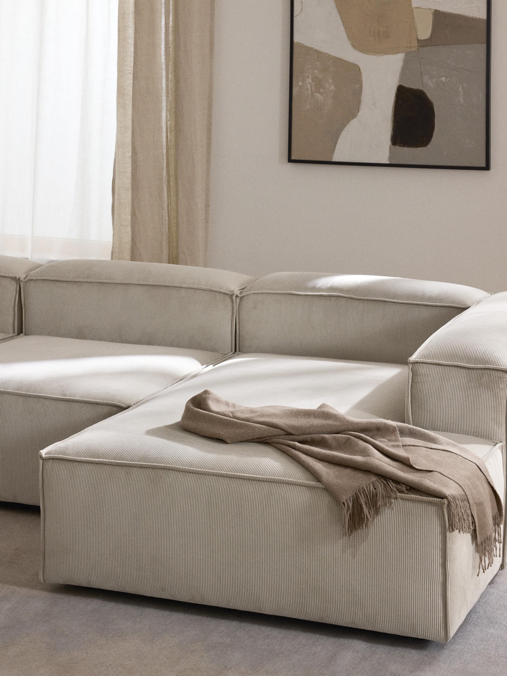 Warehamy Lennon Corner Ottoman Module in Corduroy