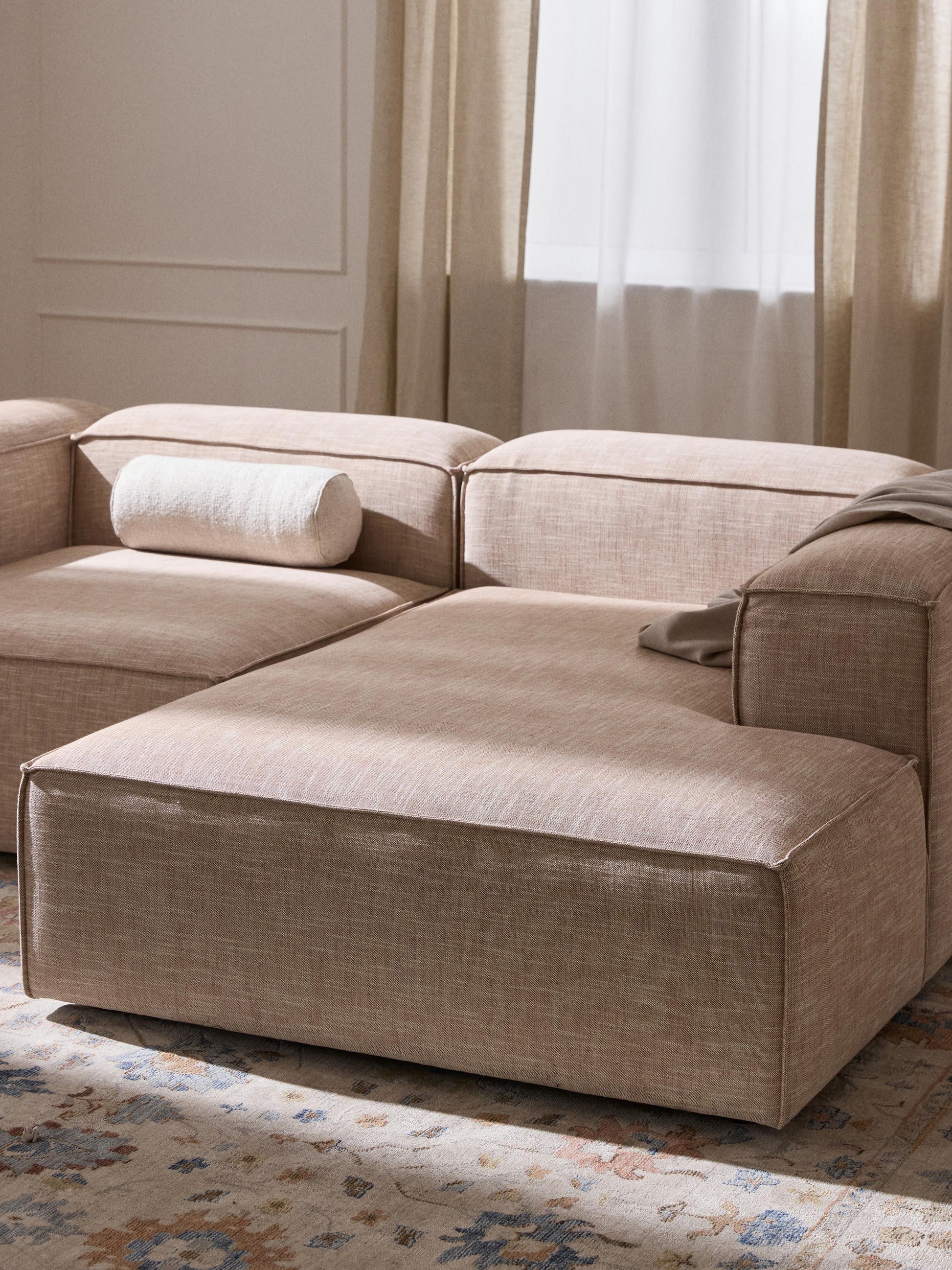 Warehamy Lennon Corner Ottoman Module in Linen Blend