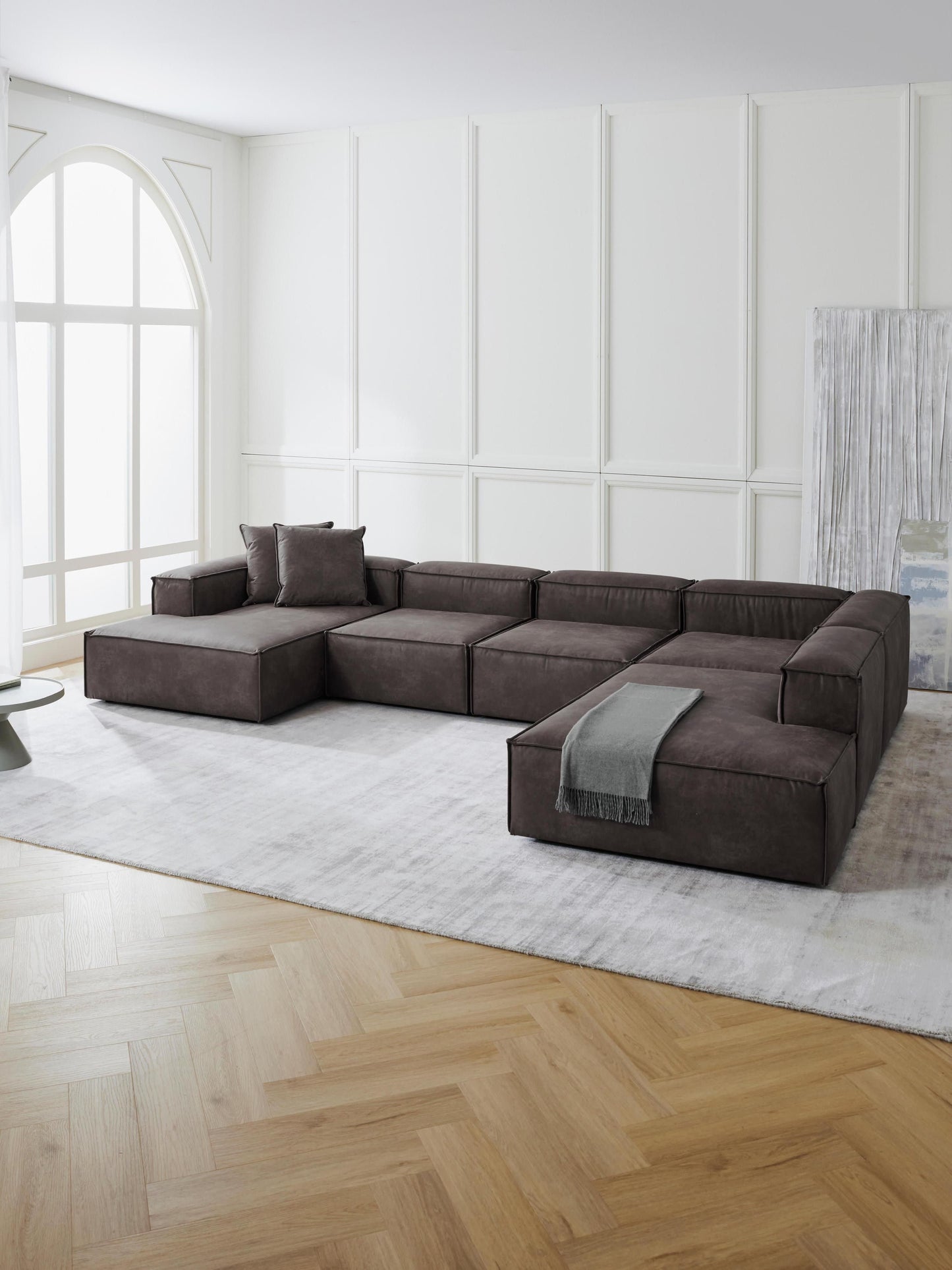 Warehamy Lennon Leather Modular Sofa, XL