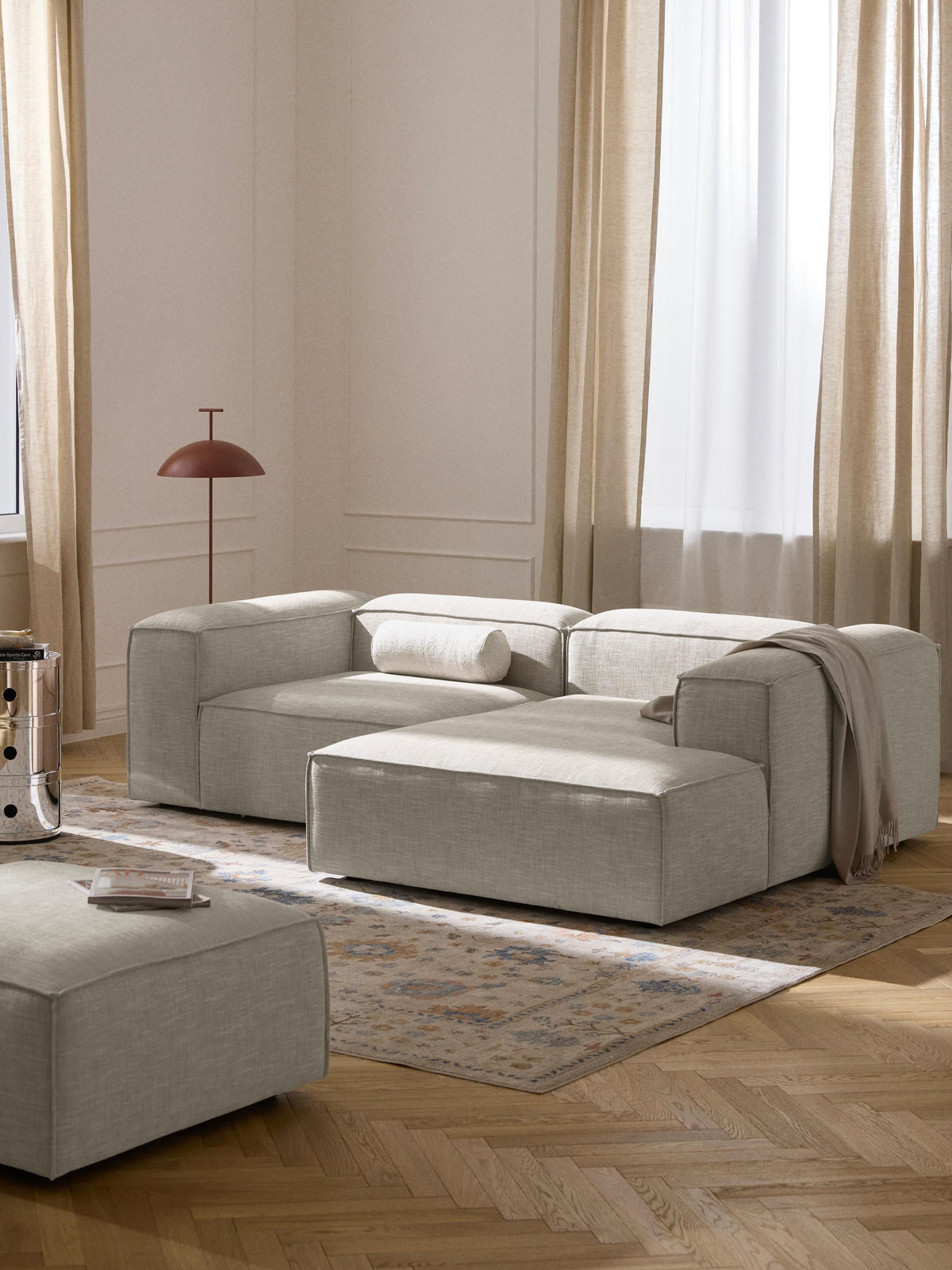 Warehamy Lennon Linen Blend Corner Sofa (2-Seater), Modular