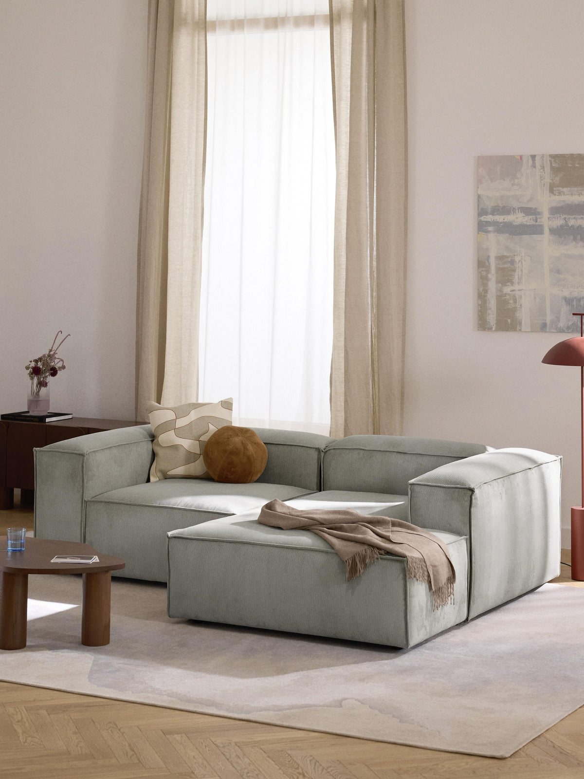Warehamy Lennon Modular Corner Sofa, Corduroy, 2-Seater