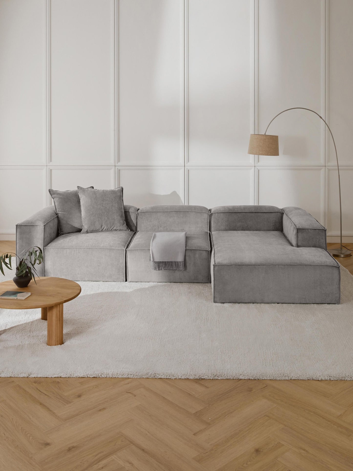 Warehamy Lennon Modular Corner Sofa, Corduroy, 4-Seater