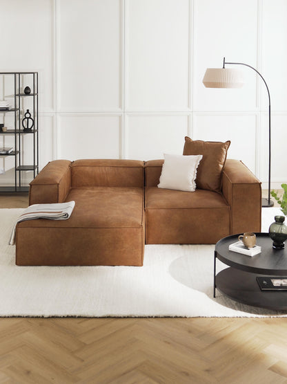 Warehamy Lennon Modular Corner Sofa, Leather, 2-Seater