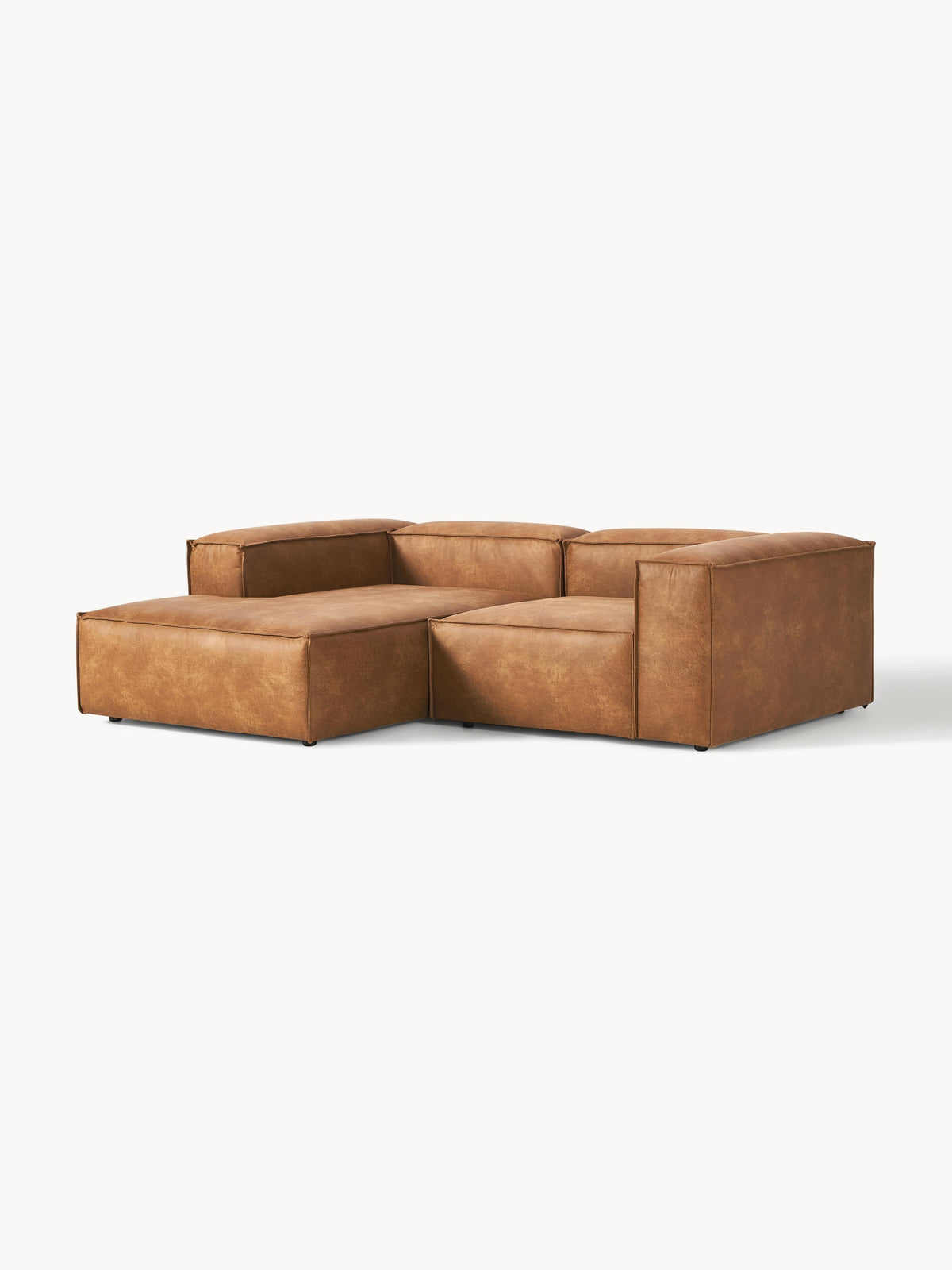Warehamy Lennon Modular Corner Sofa, Leather, 2-Seater