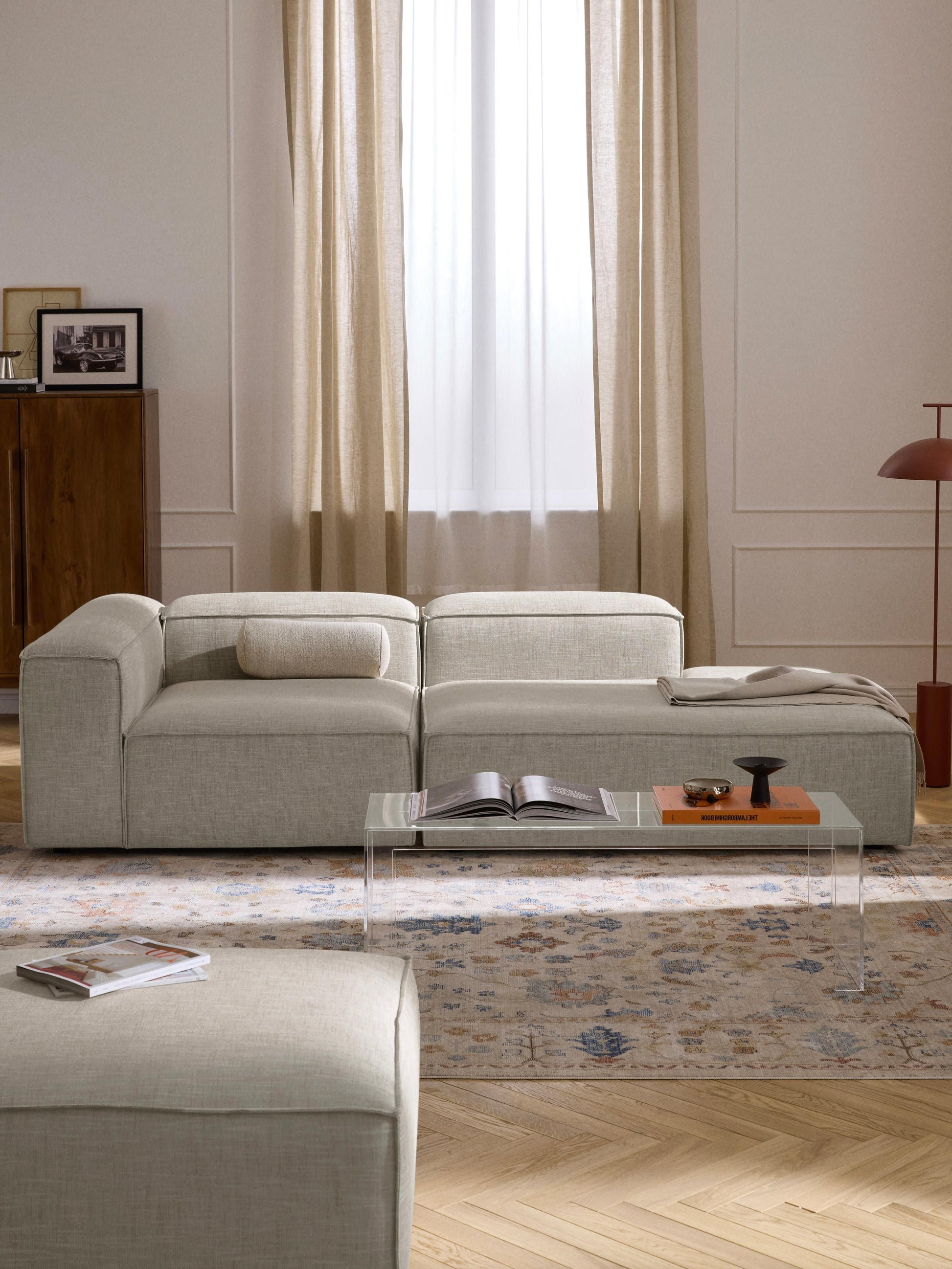 Warehamy Lennon Modular Linen Blend Ottoman