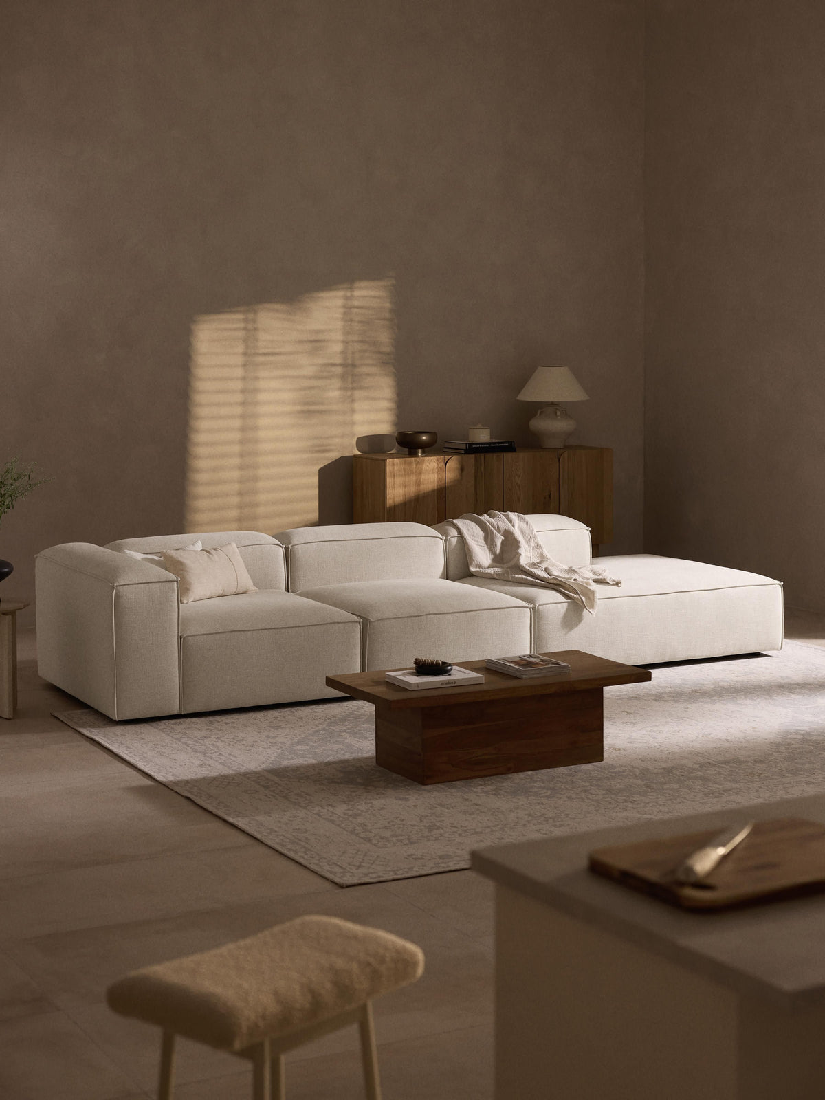 Warehamy Lennon Modular Linen Blend XL Ottoman