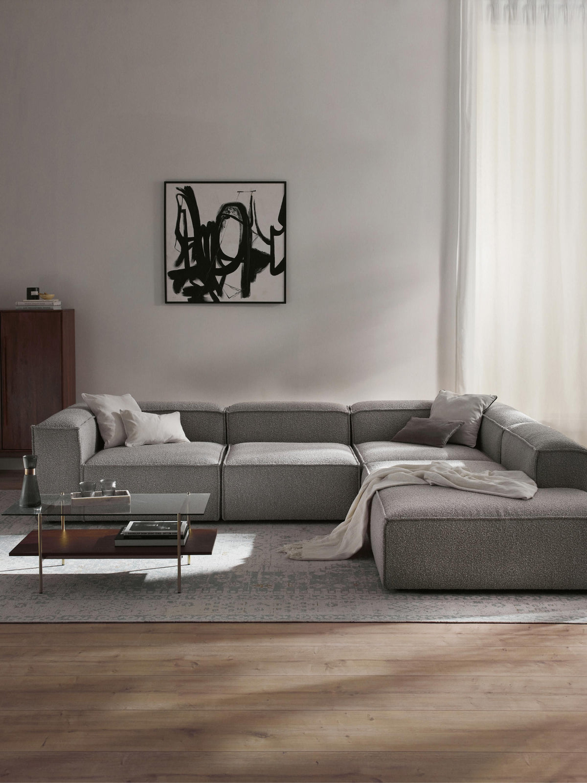 Warehamy Lennon Modular XL Corner Sofa, Bouclé, 4-Seater