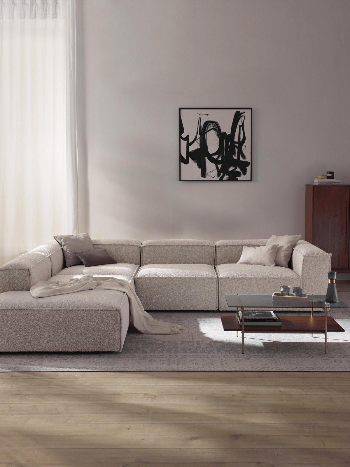 Warehamy Lennon Modular XL Corner Sofa, Bouclé, 4-Seater