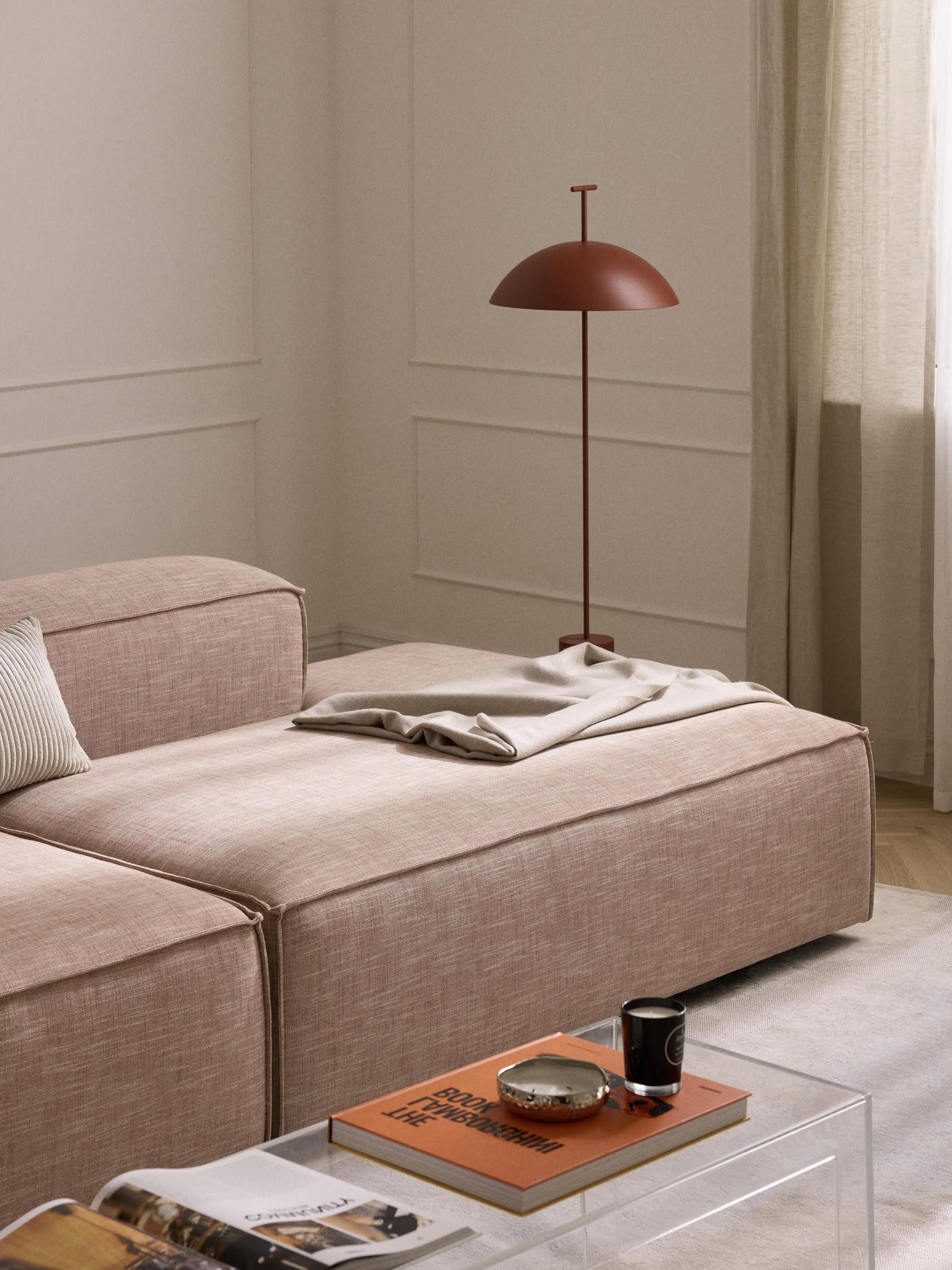 Warehamy Lennon Ottoman Module, Linen Blend