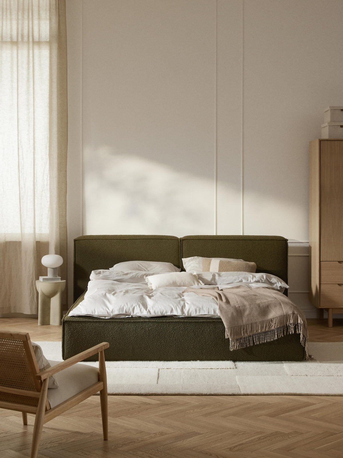 Warehamy Lennon Storage Bed, Upholstered in Bouclé