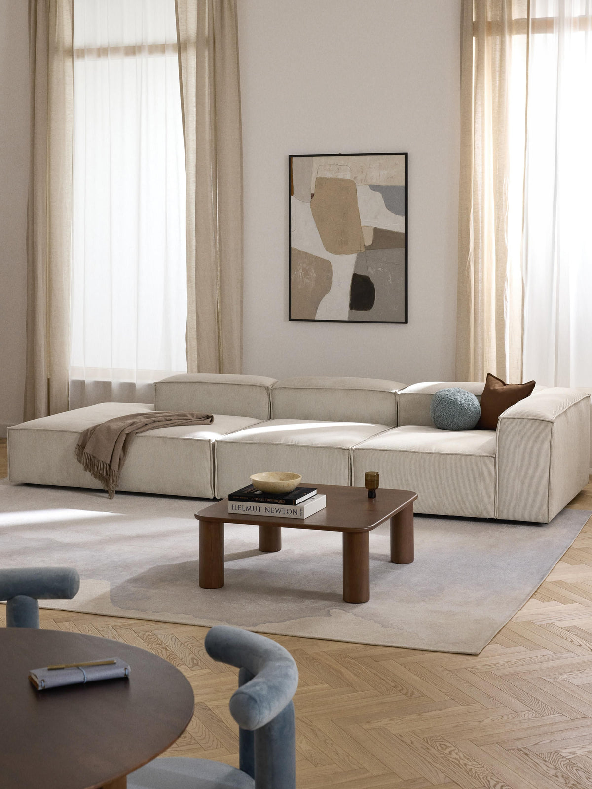 Warehamy Lennon XL Corduroy Ottoman, Modular