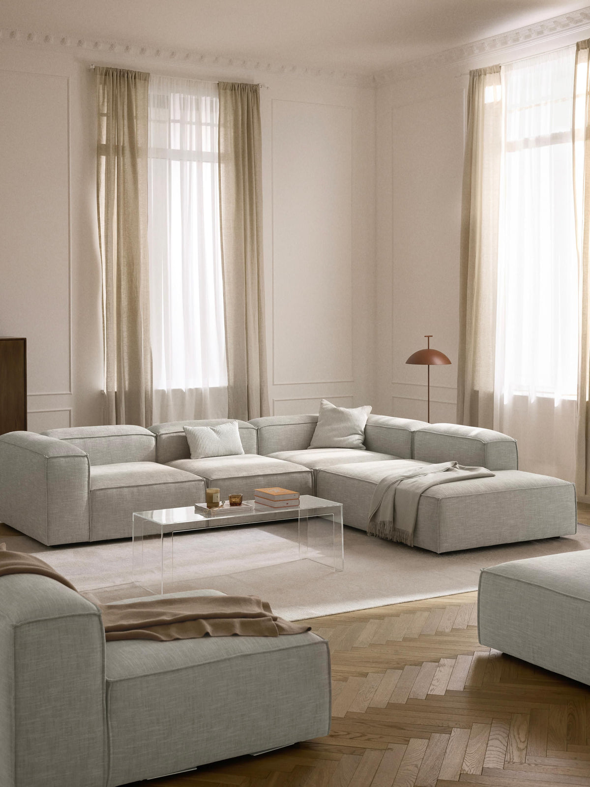 Warehamy Lennon XL Modular Corner Sofa (4-Seater) in Linen Blend