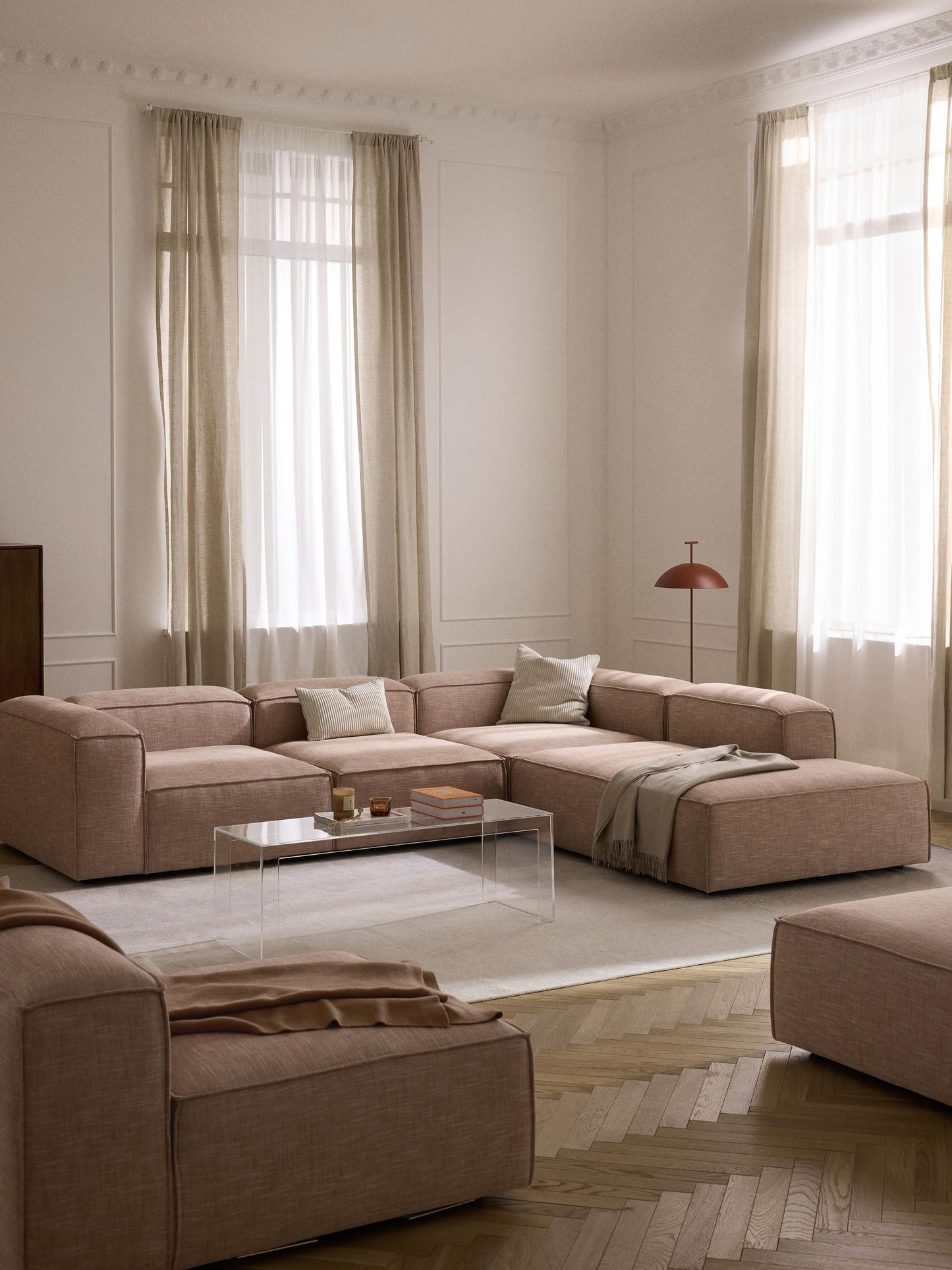 Warehamy Lennon XL Modular Corner Sofa (4-Seater) in Linen Blend