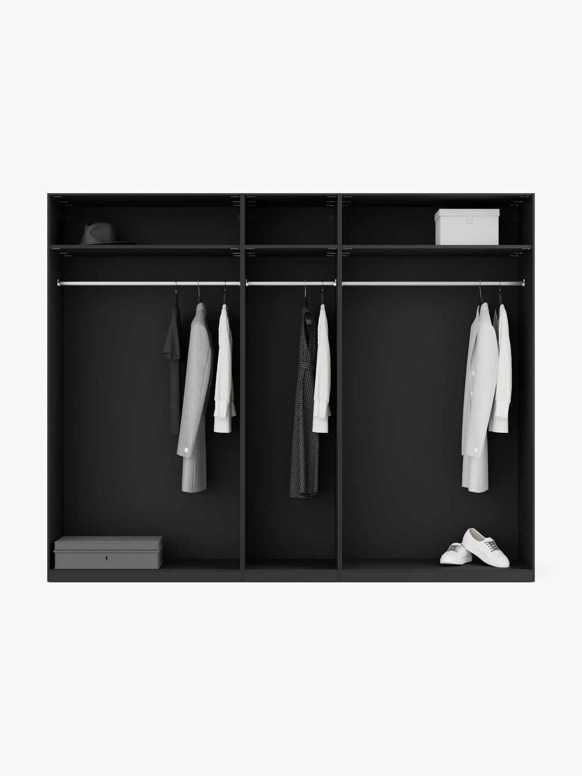 Warehamy Leon Hinged-Door Modular Wardrobe, 250 cm Wide, in Various Sizes