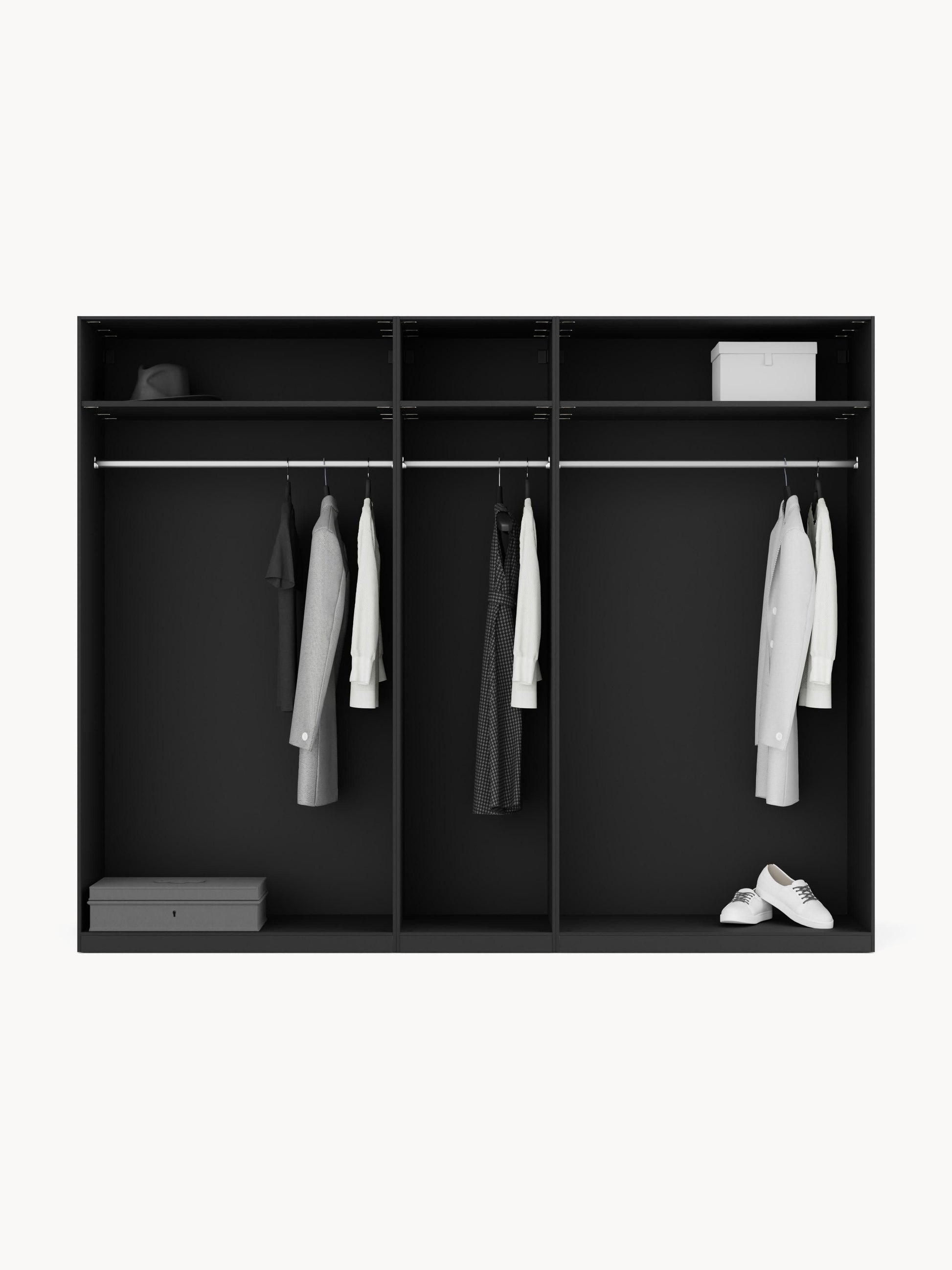 Warehamy Leon Hinged-Door Modular Wardrobe, 250 cm Wide, in Various Sizes