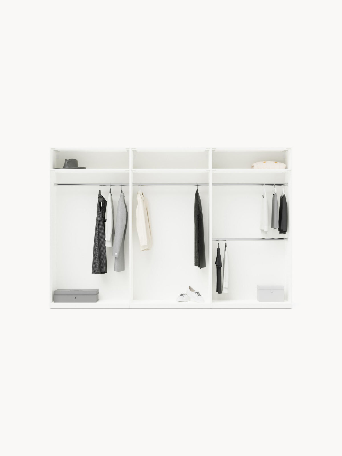 Warehamy Leon Hinged-Door Modular Wardrobe, 300 cm Wide, in Various Sizes