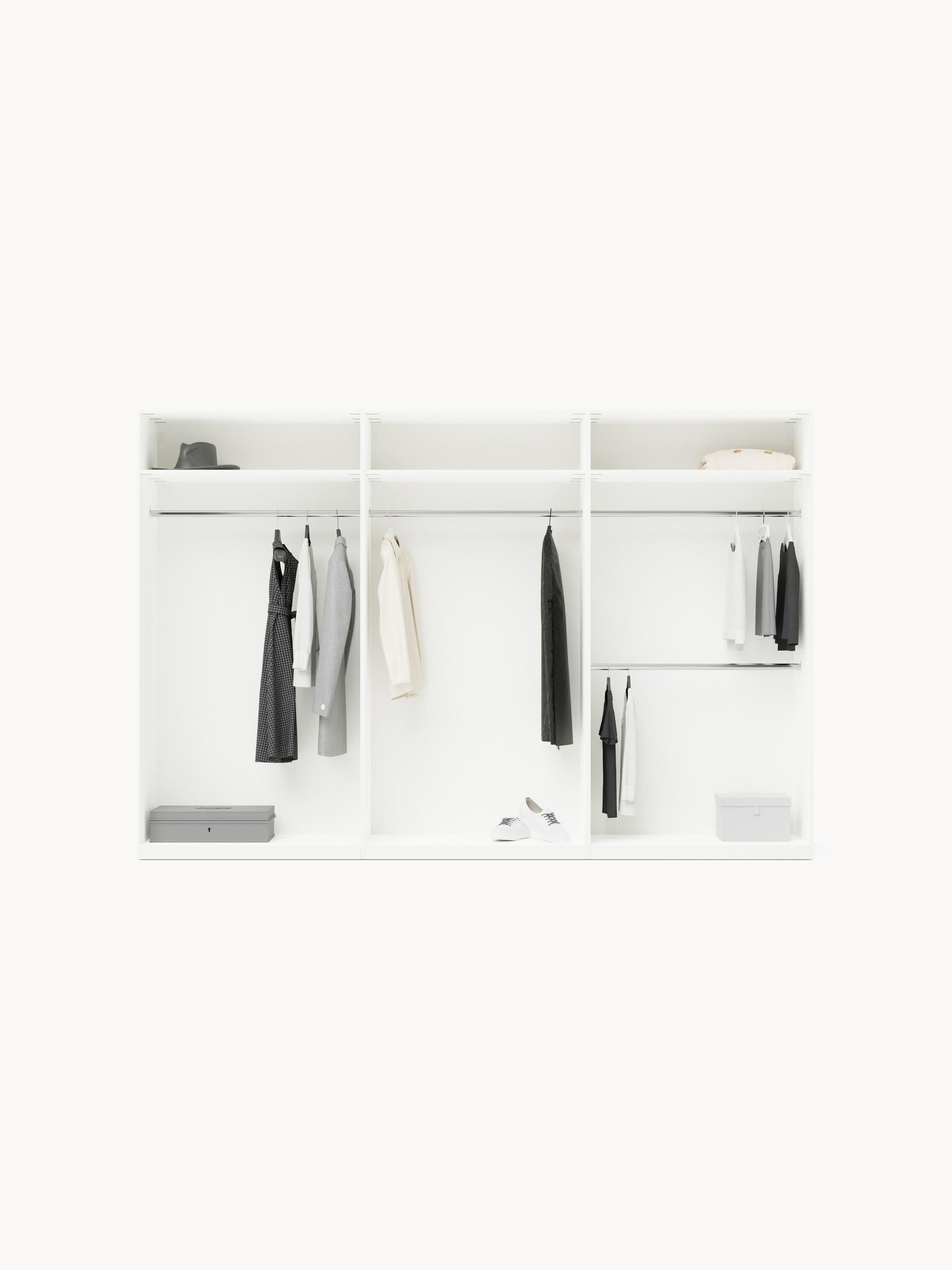 Warehamy Leon Hinged-Door Modular Wardrobe, 300 cm Wide, in Various Sizes