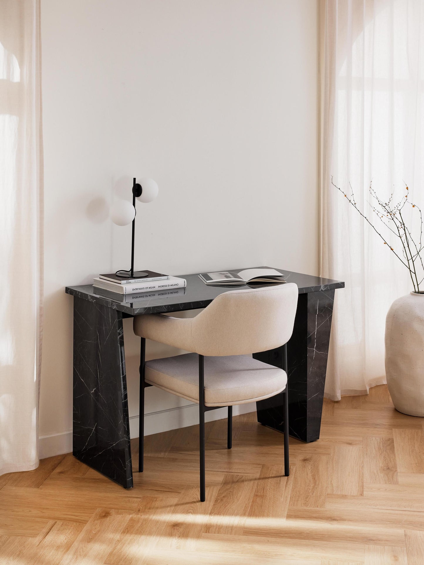 Warehamy Liam Desk with Finish in Marble Look