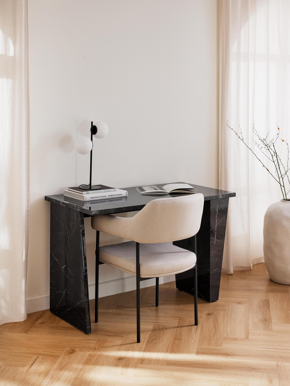 Warehamy Liam Desk with Finish in Marble Look