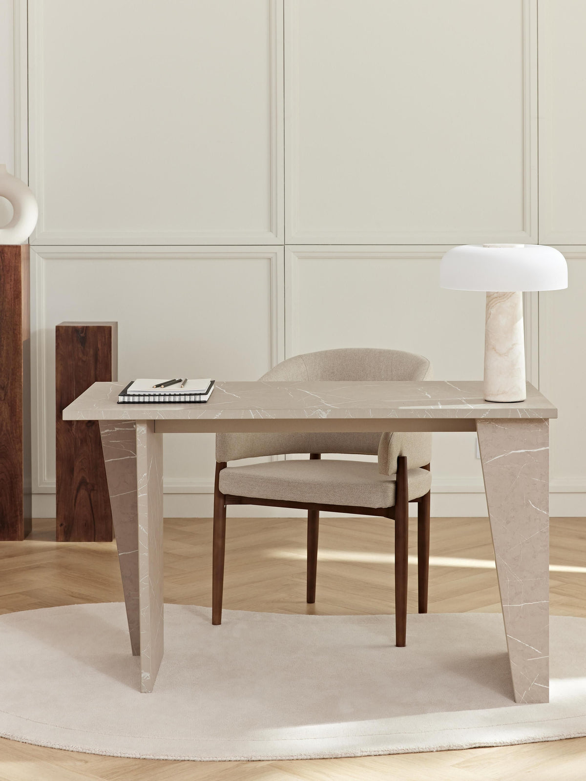 Warehamy Liam Desk with Finish in Travertine Look
