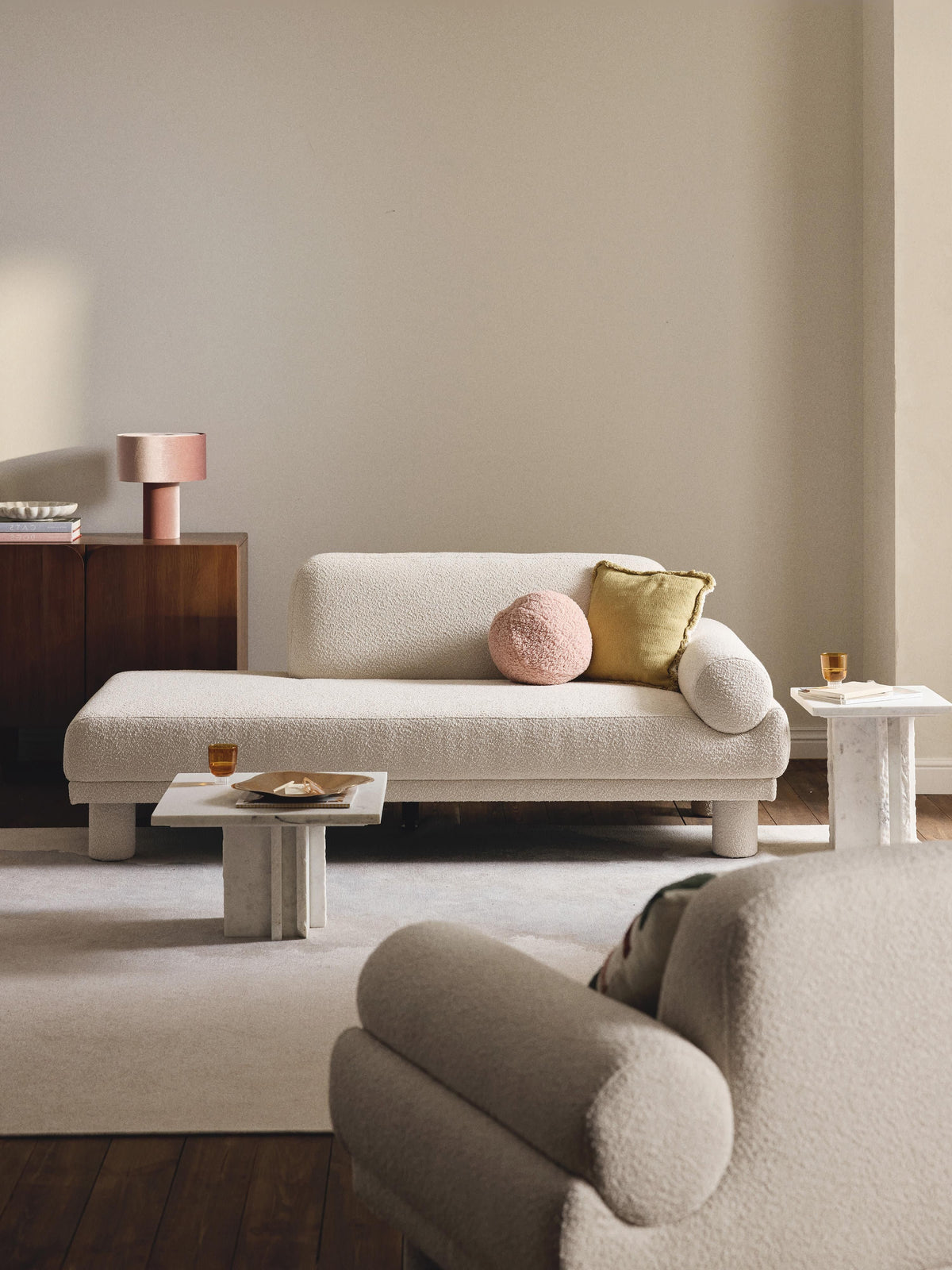 Warehamy Lilo Ottoman Footstool in Bouclé