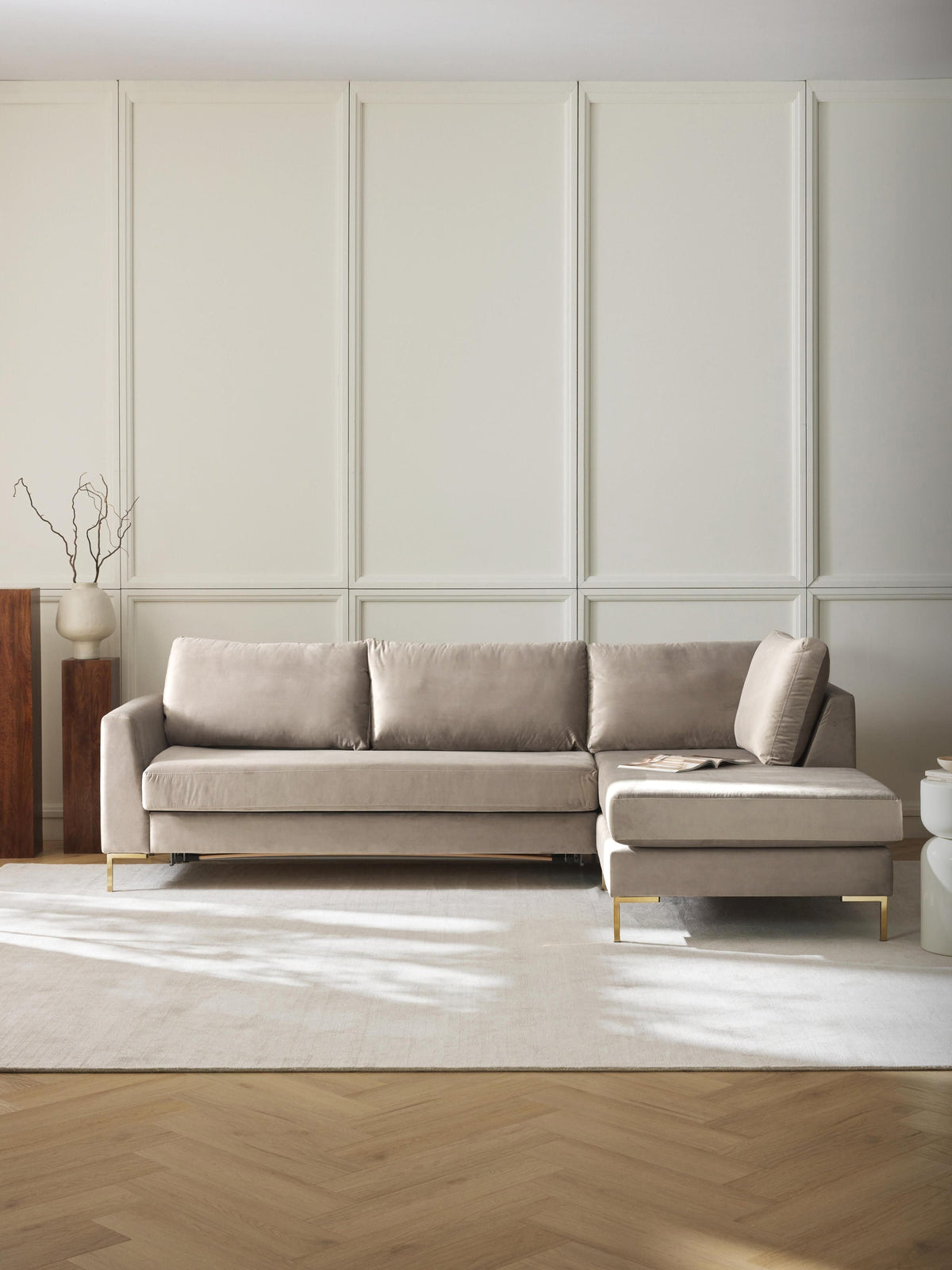 Warehamy Luna 3-Seater Velvet Sofa Bed with Mattress