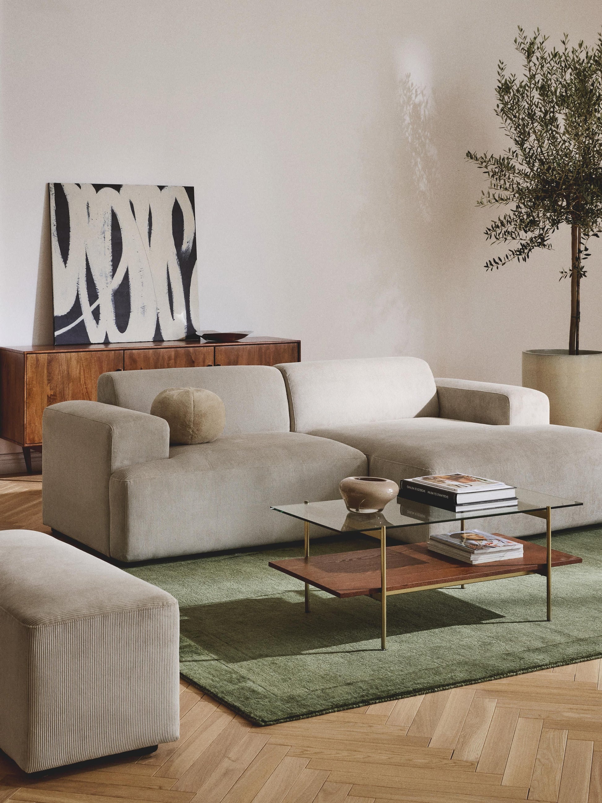 Warehamy Melva 3-Seater Corduroy Corner Sofa