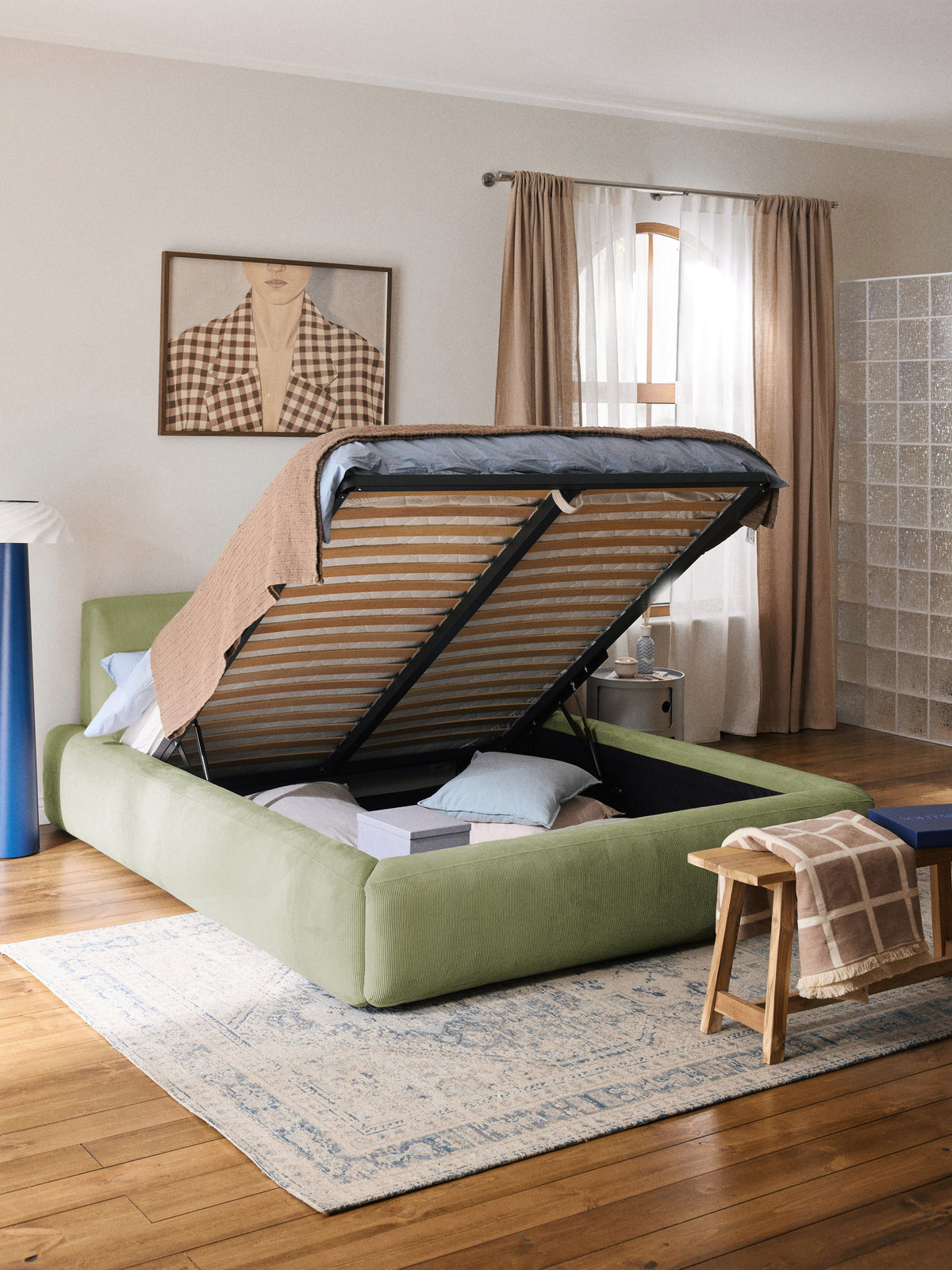 Warehamy Melva Bed, Upholstered, with Storage