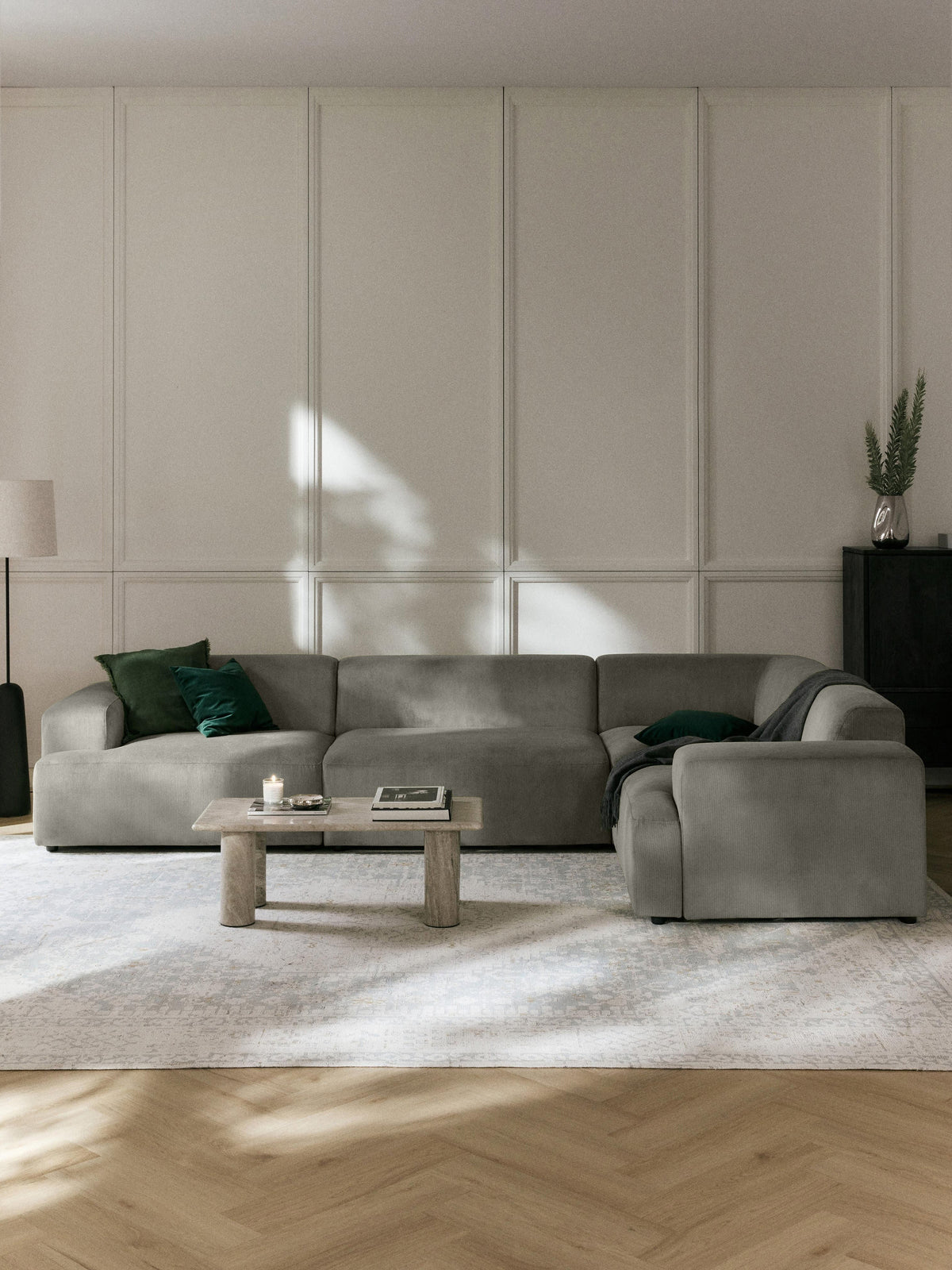 Warehamy Melva Large Corner Sofa in Corduroy (4-Seater)