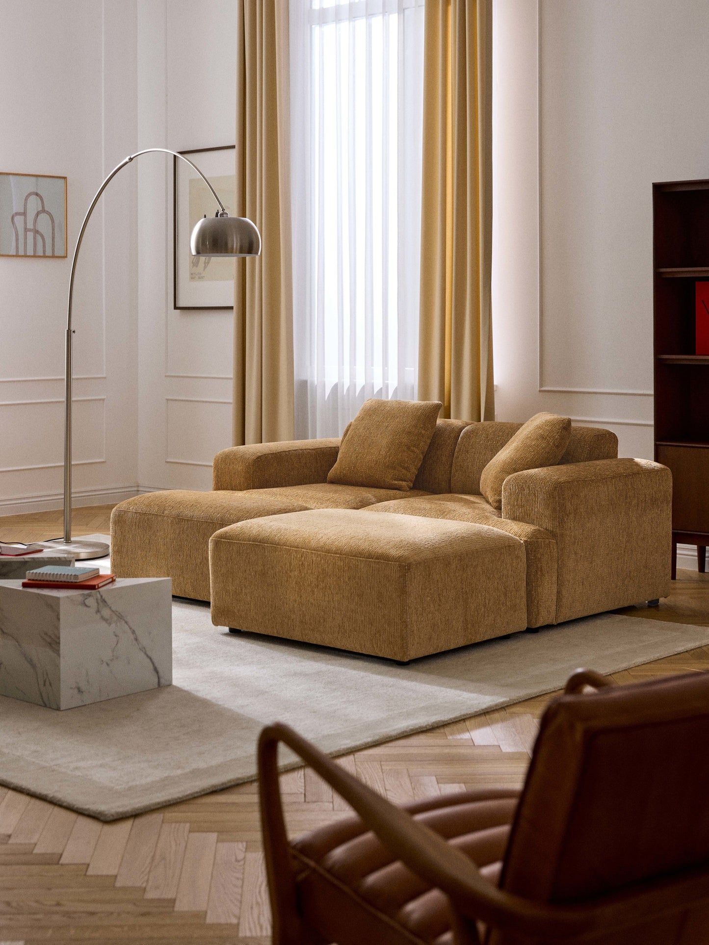 Warehamy Melva Ottoman with Dimensions W 99 x D 72 cm
