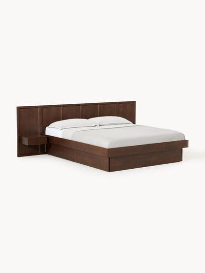 Warehamy Nanto Bed Made of Wood with Headboard and Bedside Tables