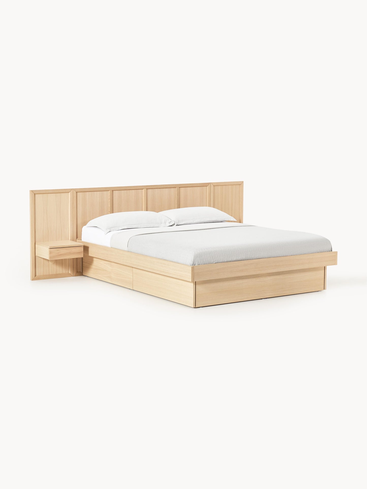 Warehamy Nanto Bed Made of Wood with Headboard and Bedside Tables